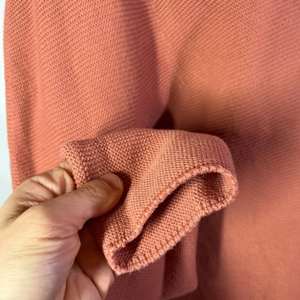 Uniqlo Size M 3D Knit Cotton Cocoon Sweater V-Neck Orange-Pink - Picture 6 of 12